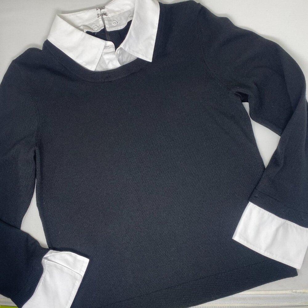 Alice + Olivia Classics Black White Wool Sweater Large